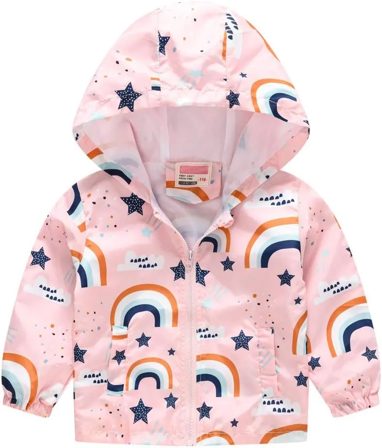 Toddler Baby Zipper Autumn Boys Print Coat Hooded WindproofJacket Kids Boys Coat&jacket Toddler Winter Fun Boys Coat