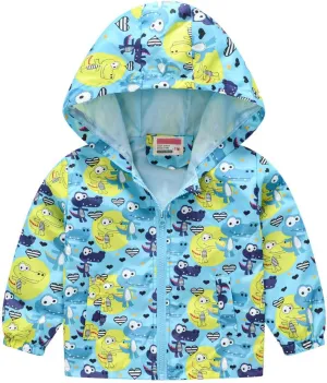 Toddler Baby Zipper Autumn Boys Print Coat Hooded WindproofJacket Kids Boys Coat&jacket Toddler Winter Fun Boys Coat
