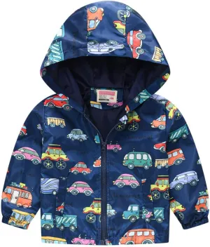 Toddler Baby Zipper Autumn Boys Print Coat Hooded WindproofJacket Kids Boys Coat&jacket Toddler Winter Fun Boys Coat