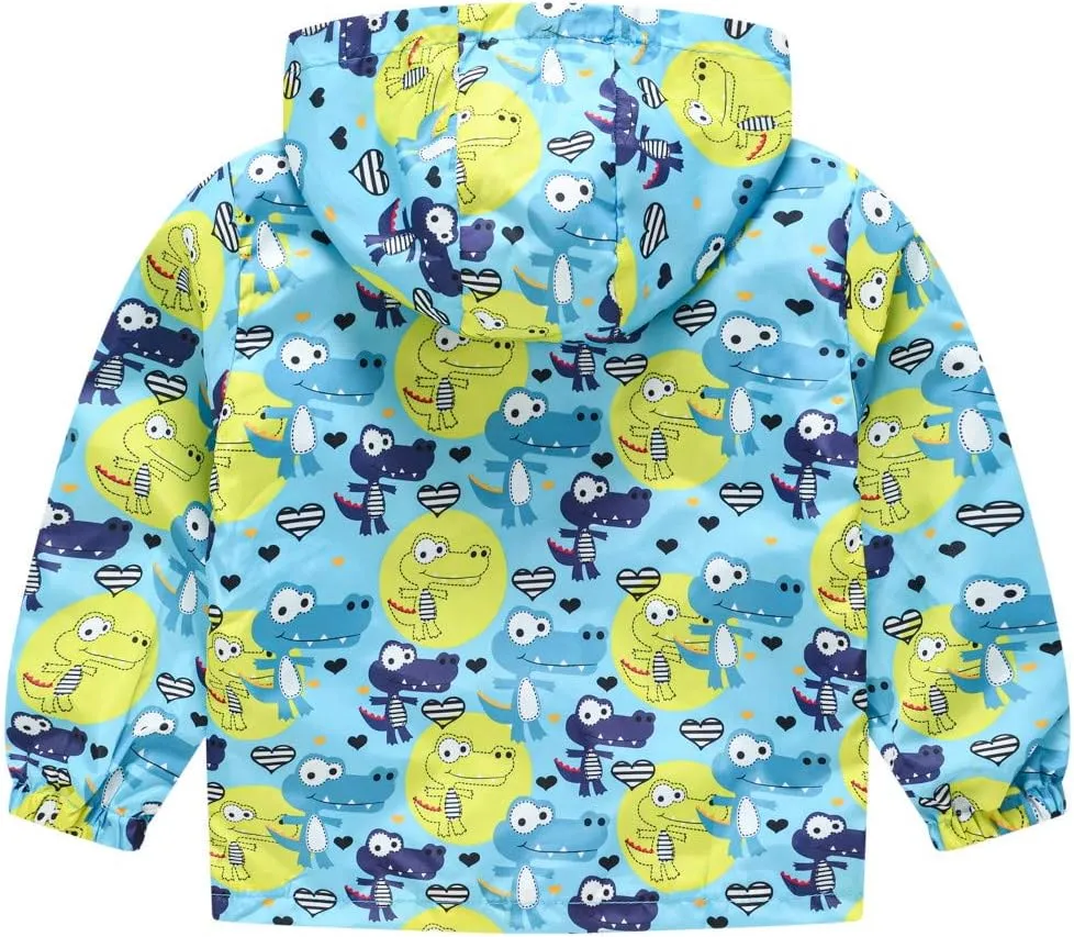 Toddler Baby Zipper Autumn Boys Print Coat Hooded WindproofJacket Kids Boys Coat&jacket Toddler Winter Fun Boys Coat