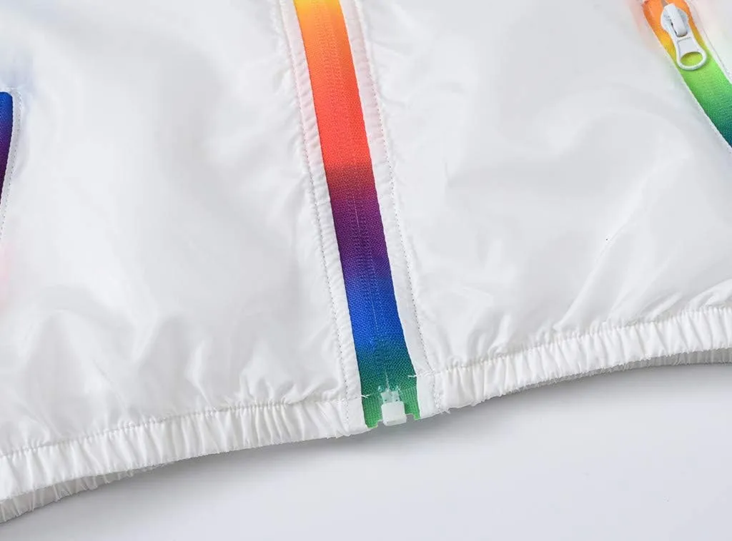 Toddler Kids Summer Jackets Rainbow Hooded Outerwear Zipper Coats Weather Jacket for Girls Star Brand