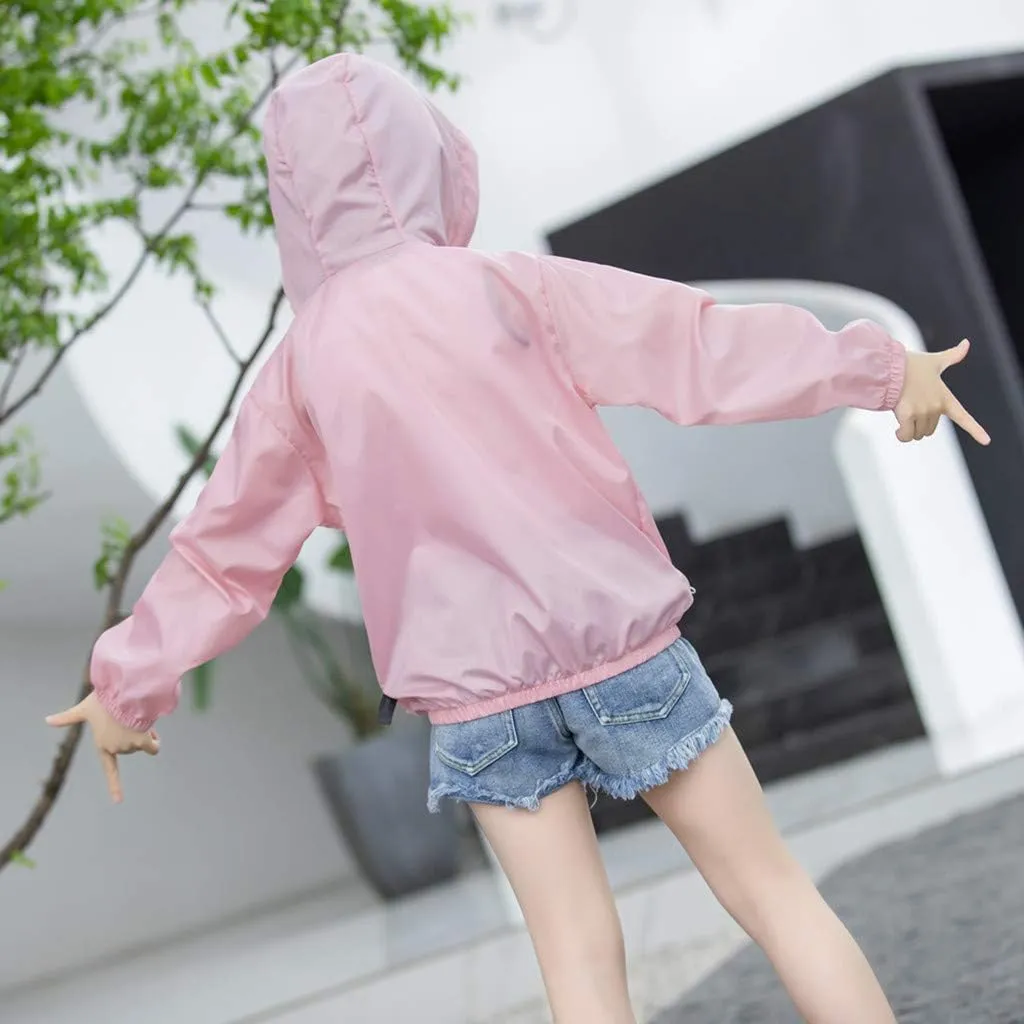 Toddler Kids Summer Jackets Rainbow Hooded Outerwear Zipper Coats Weather Jacket for Girls Star Brand
