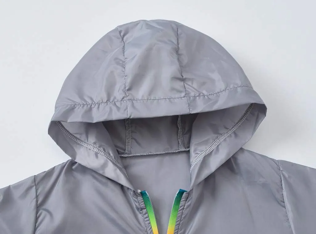 Toddler Kids Summer Jackets Rainbow Hooded Outerwear Zipper Coats Weather Jacket for Girls Star Brand
