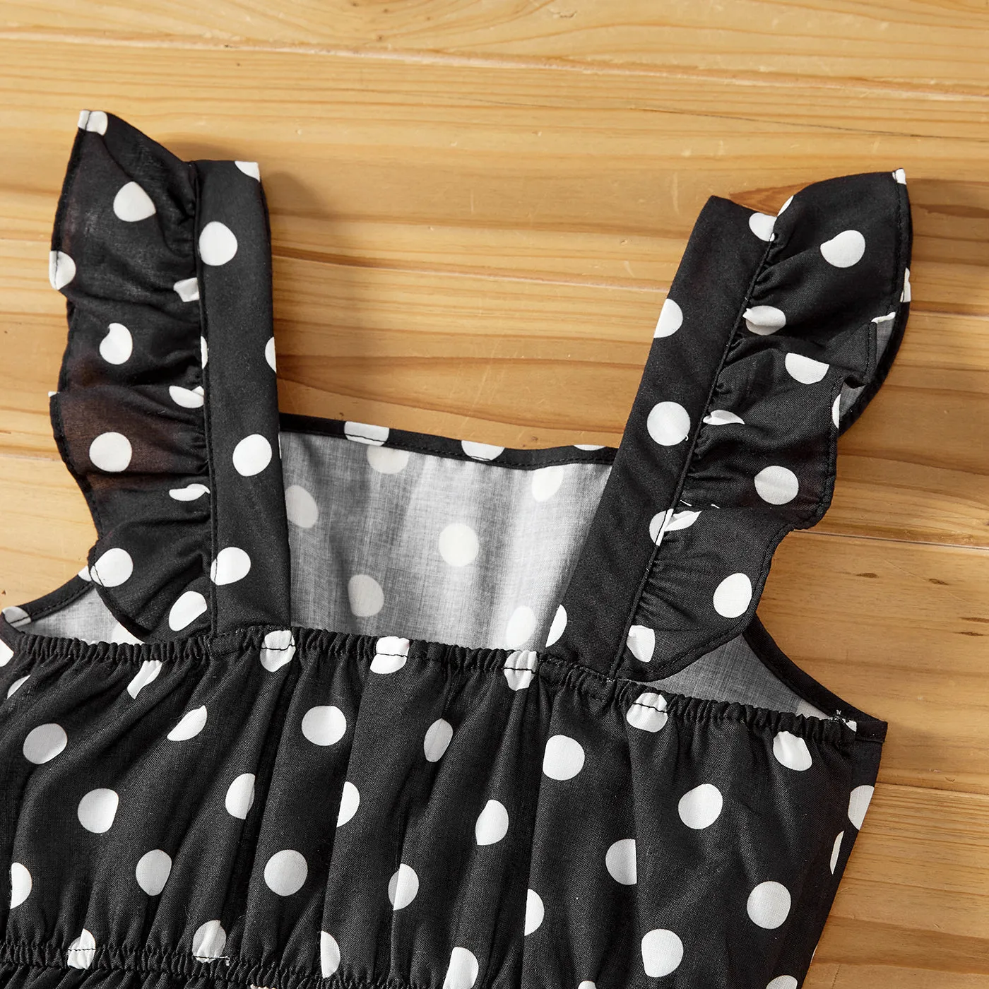 Toddler/Kid Girl Polka dots Ruffled Strap Rompers