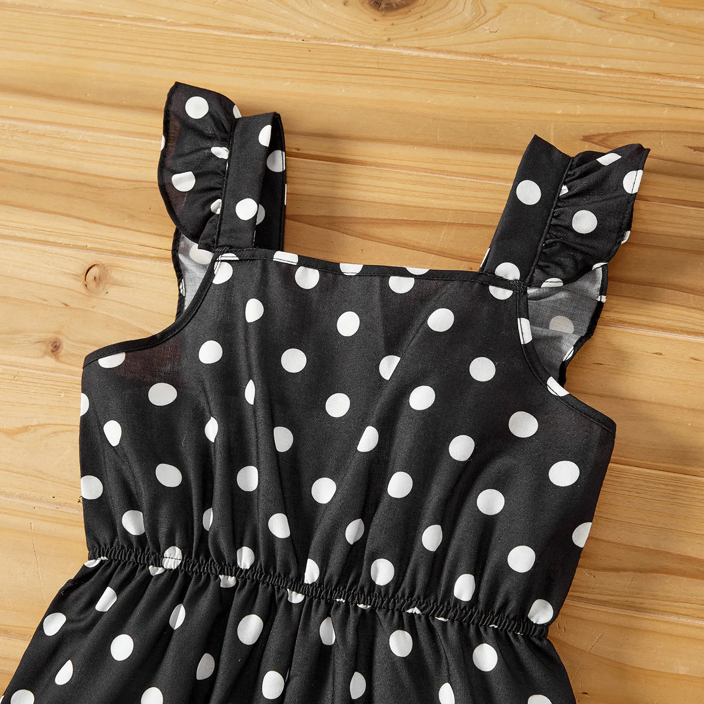 Toddler/Kid Girl Polka dots Ruffled Strap Rompers