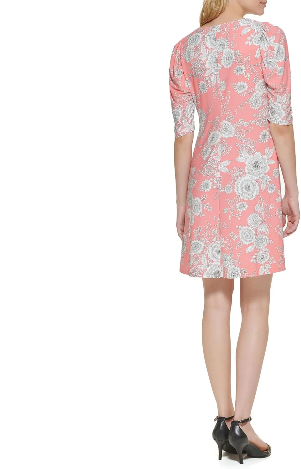 Tommy Hilfiger Women's Floral Jersey Short Puff Sleeve Dress
