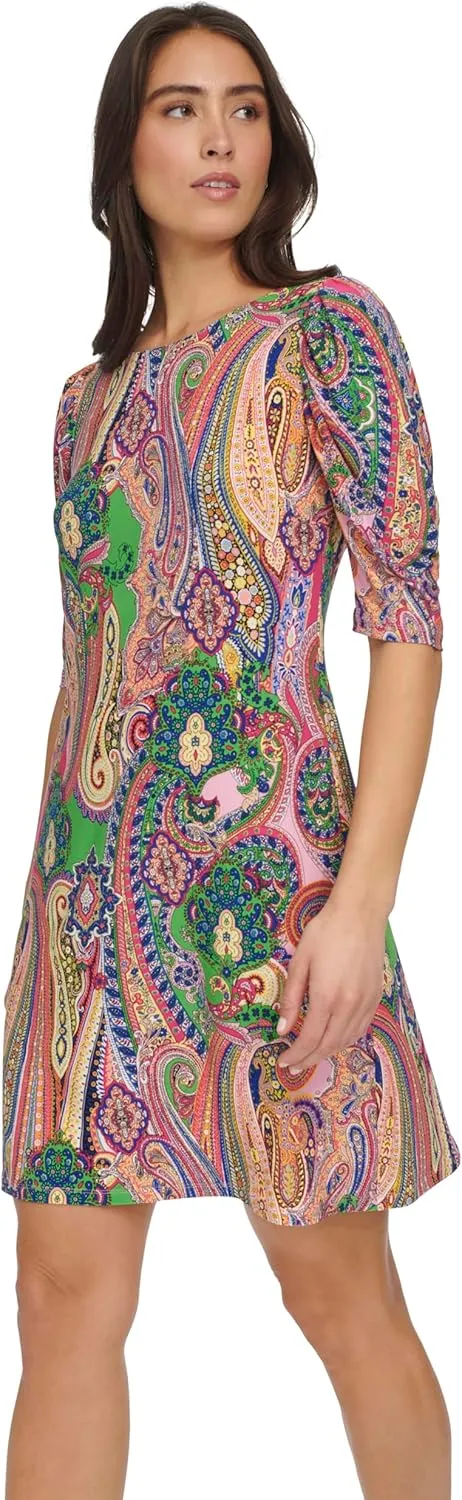 Tommy Hilfiger Women's Floral Jersey Short Puff Sleeve Dress