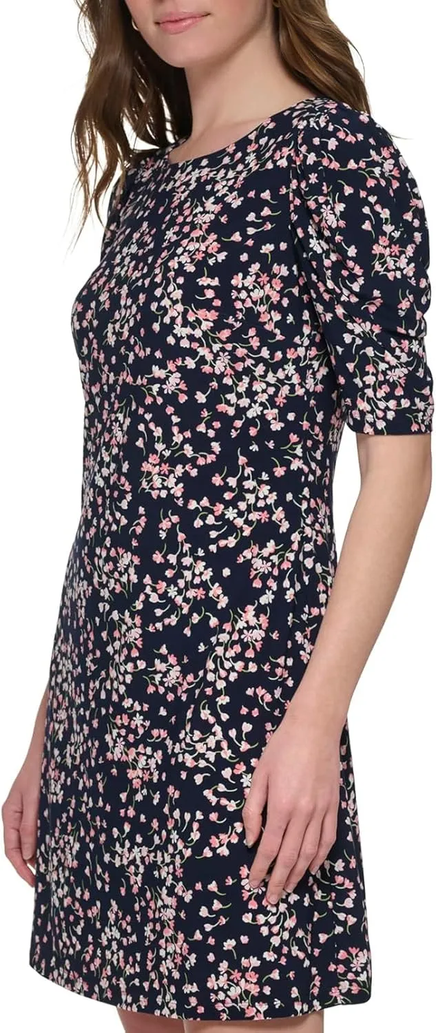 Tommy Hilfiger Women's Floral Jersey Short Puff Sleeve Dress
