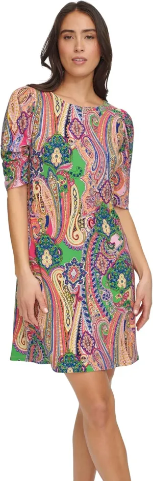Tommy Hilfiger Women's Floral Jersey Short Puff Sleeve Dress