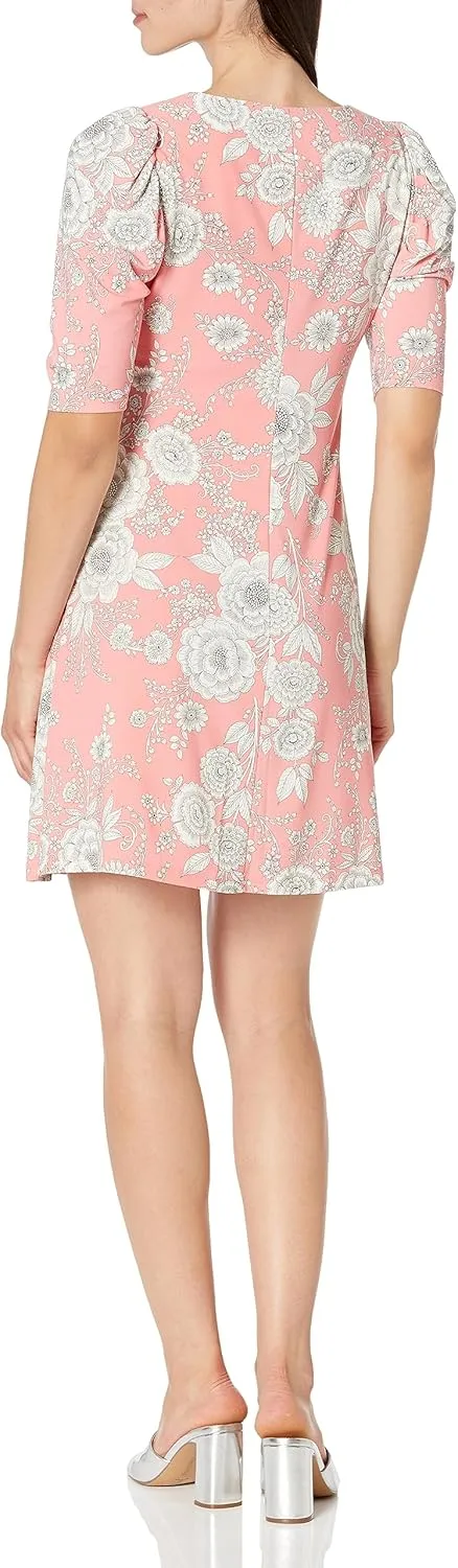 Tommy Hilfiger Women's Floral Jersey Short Puff Sleeve Dress