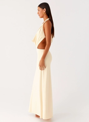 Torina Halter Maxi Dress - Lemon Torina Halter Maxi Dress - Lemon