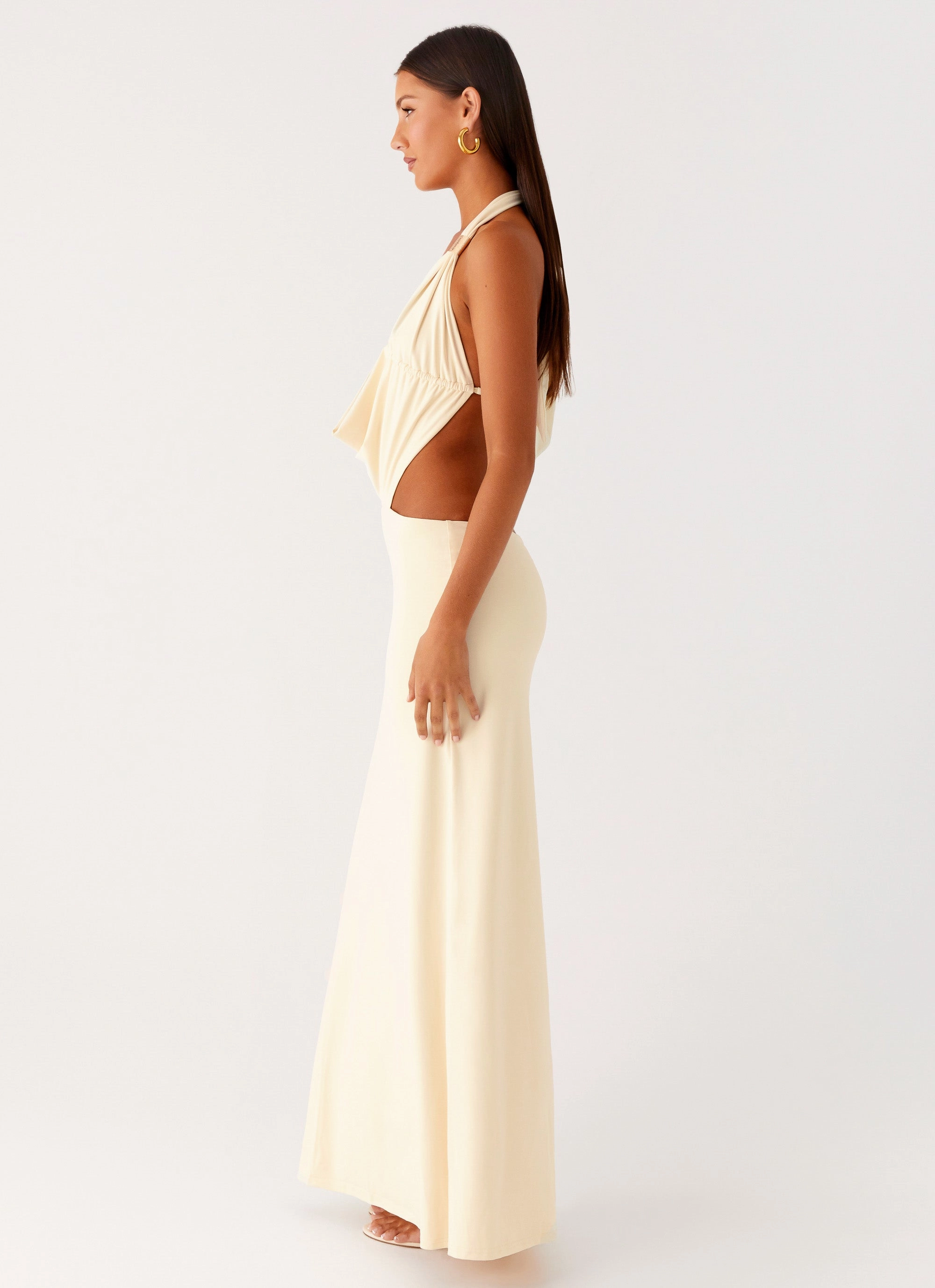 Torina Halter Maxi Dress - Lemon