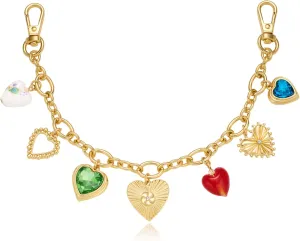 TOVABA Heart Bag Charms Vintage Gold Purse Extender Chain Cute Heart Purse Charms Elegant Strap Extenders for Handbags Keychain Accessories for Women