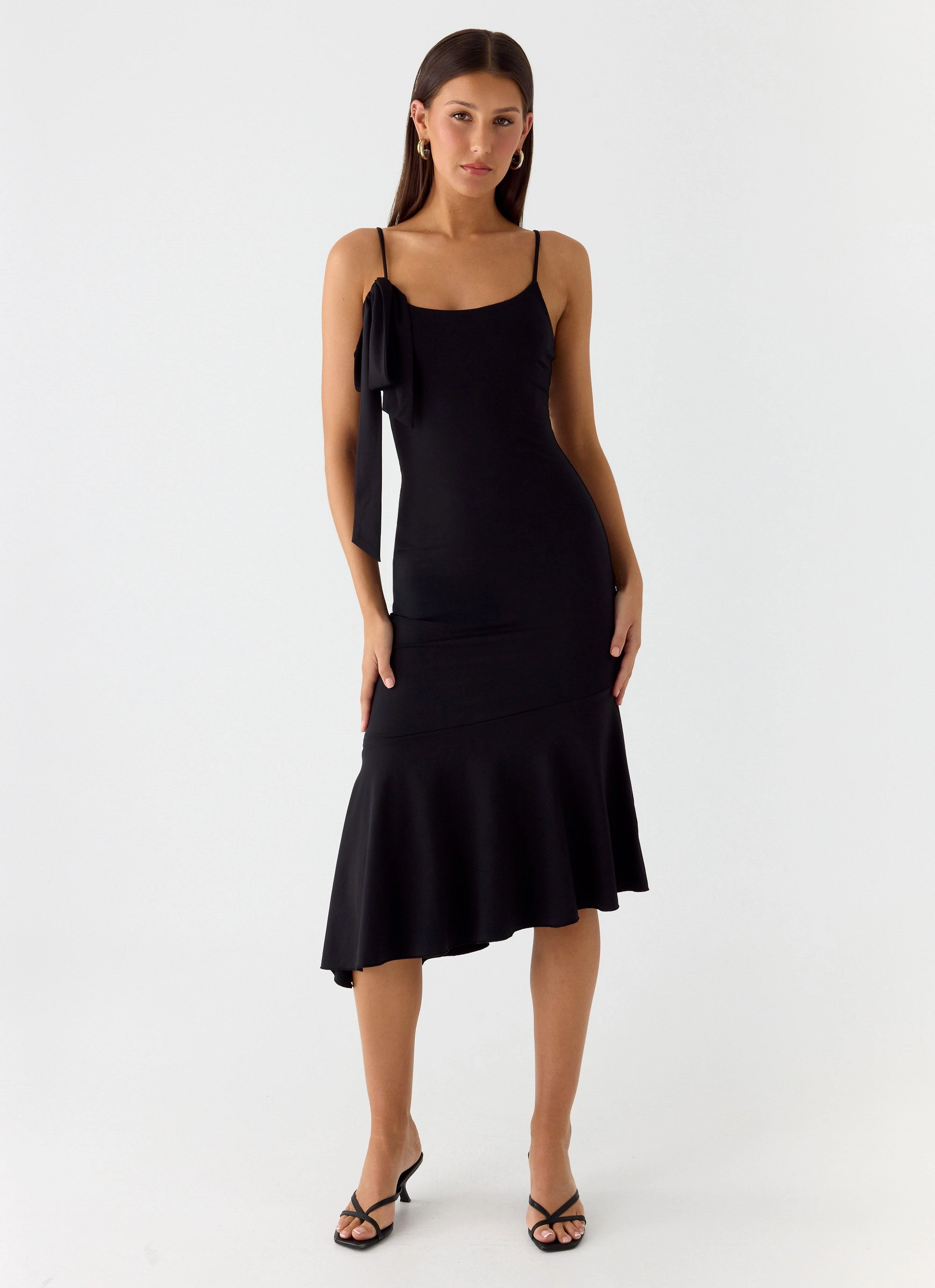 Tranquility Asymmetric Midi Dress - Black