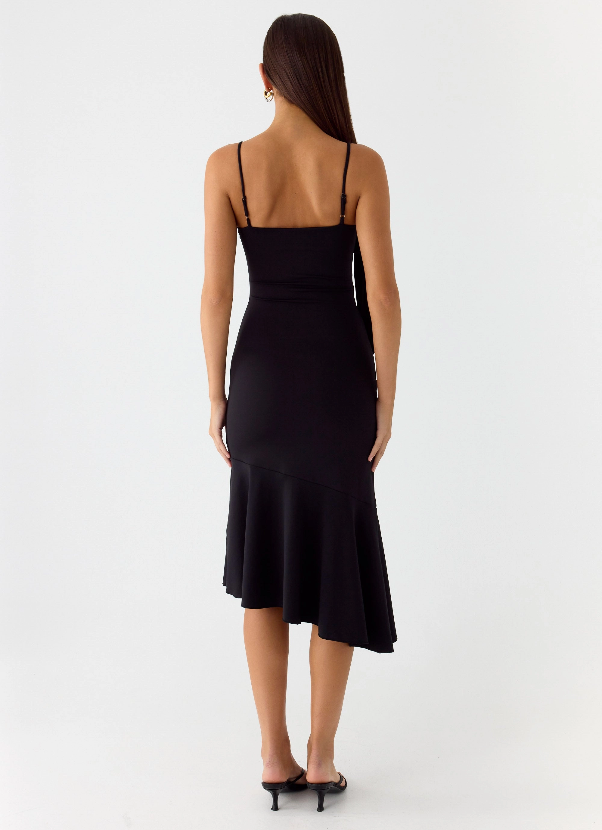 Tranquility Asymmetric Midi Dress - Black
