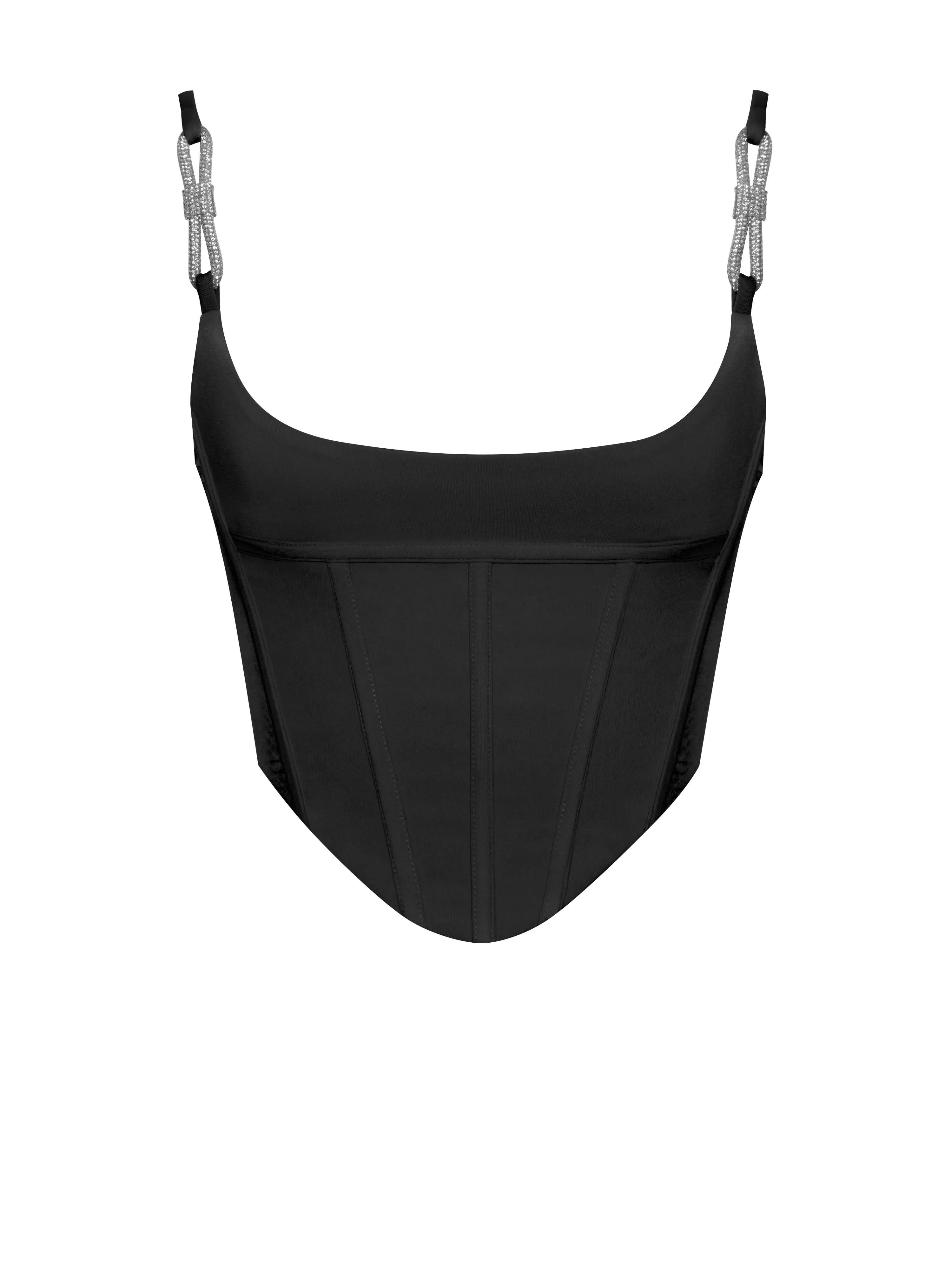 Tristyn Black Crystal Charming Strap Corset Top