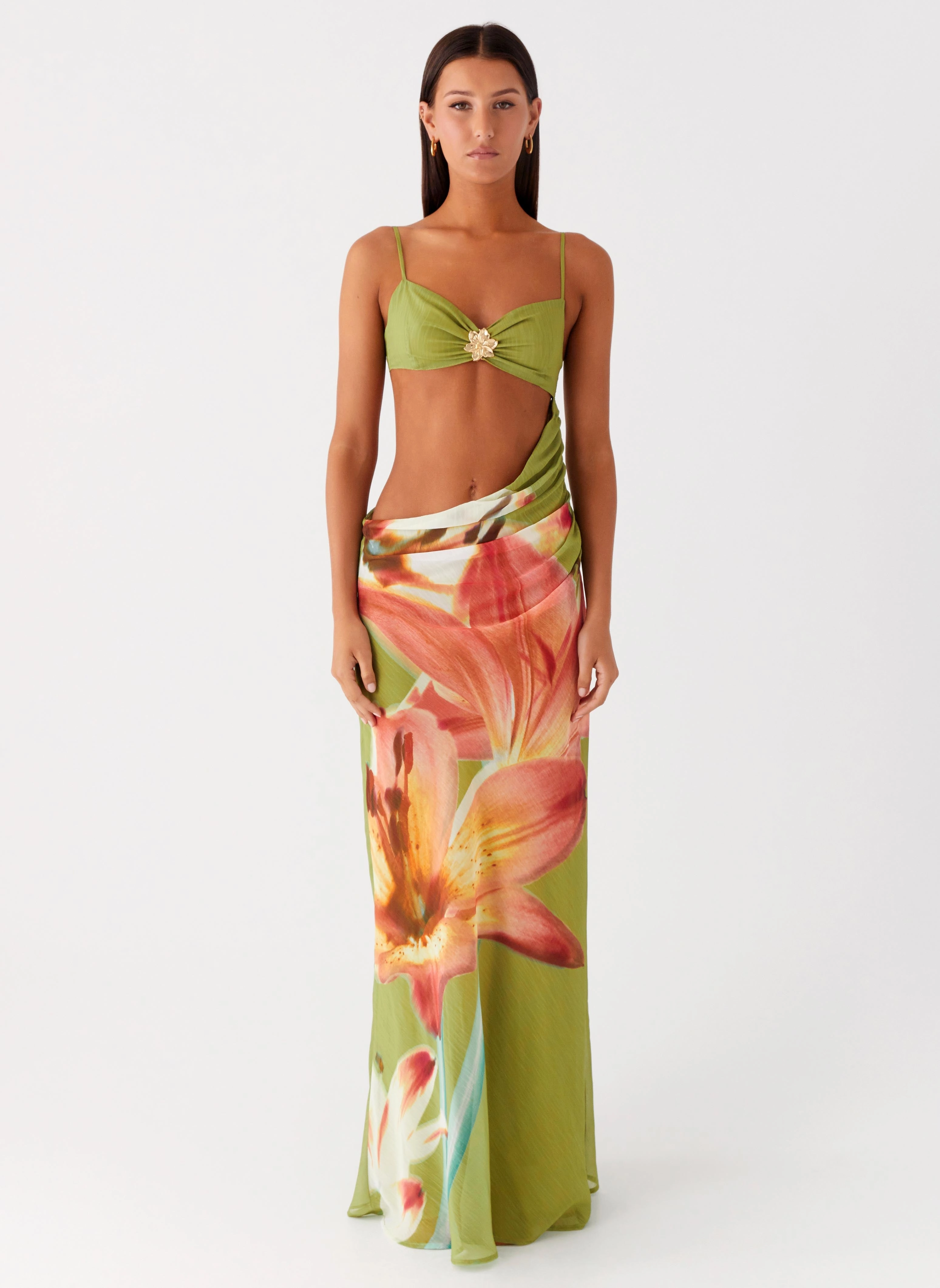 Tropic Rush Cut Out Maxi Dress - Jungle Floral