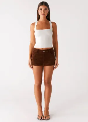 Tropics Low Rise Cord Mini Skort - Walnut Tropics Low Rise Cord Mini Skort - Walnut