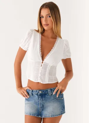 Tropics Low Rise Denim Mini Skort - Mid Wash Blue Tropics Low Rise Denim Mini Skort - Mid Wash Blue