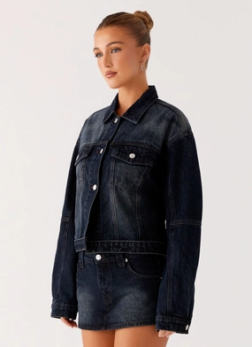 Tropics Denim Jacket - Washed Dark Blue Tropics Denim Jacket - Washed Dark Blue