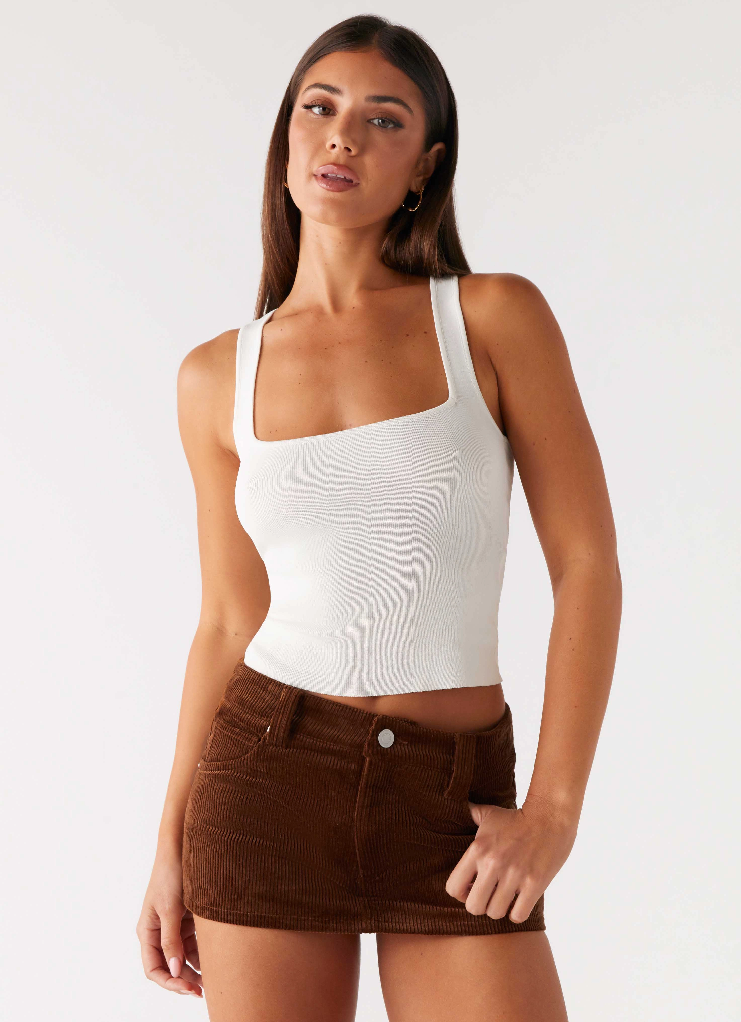 Tropics Low Rise Cord Mini Skort - Walnut