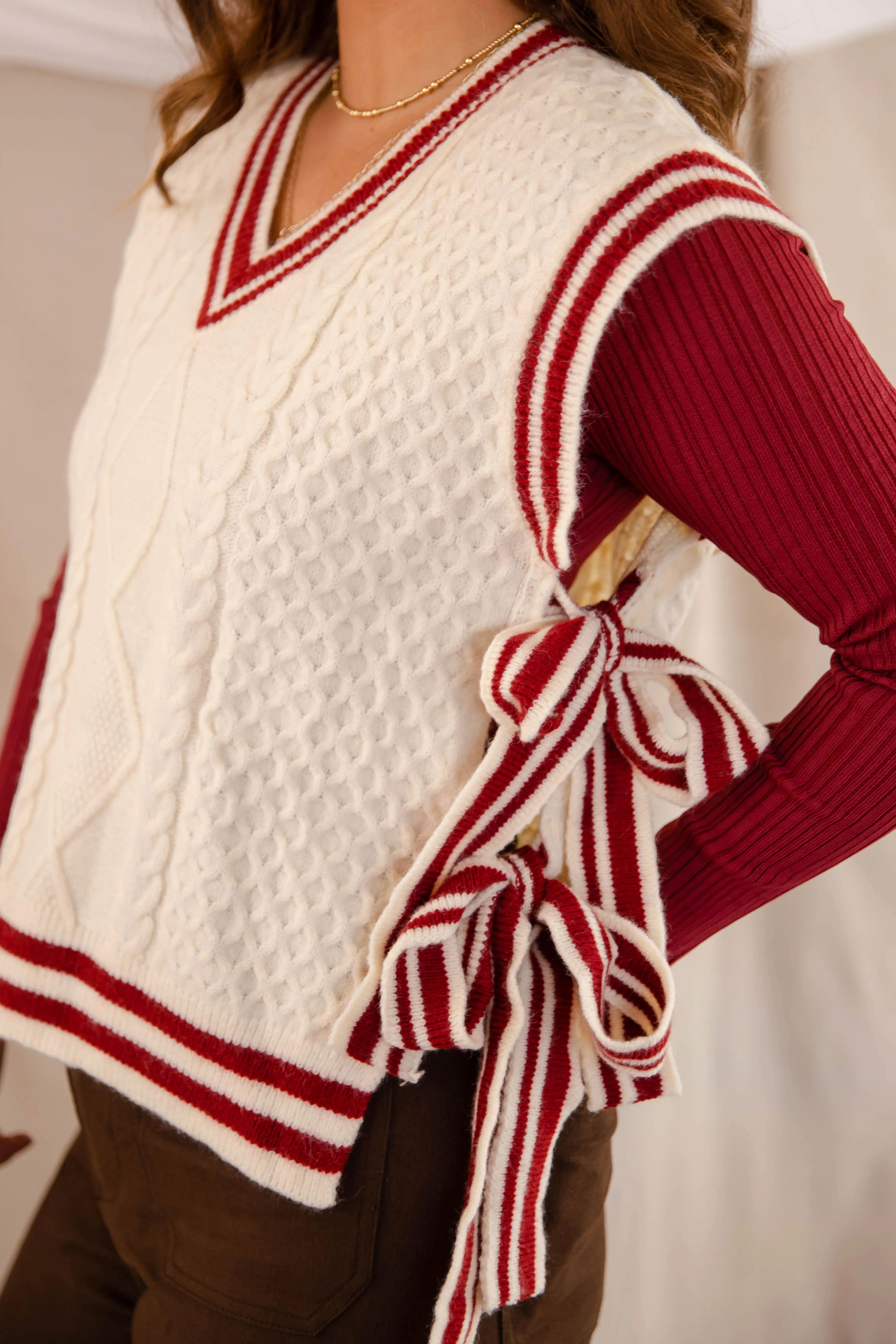 Truth Or Dare Sweater Vest-Brick