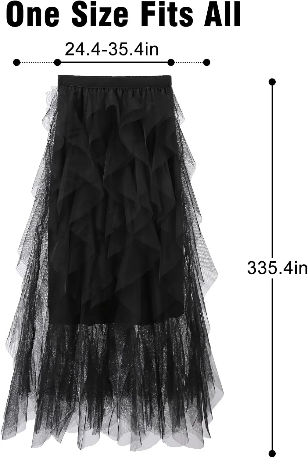 Tulle Skirts for Women Mesh Tiered Layered Tutu Skirt, High Low Elastic Waist Party Midi Tulle Skirt