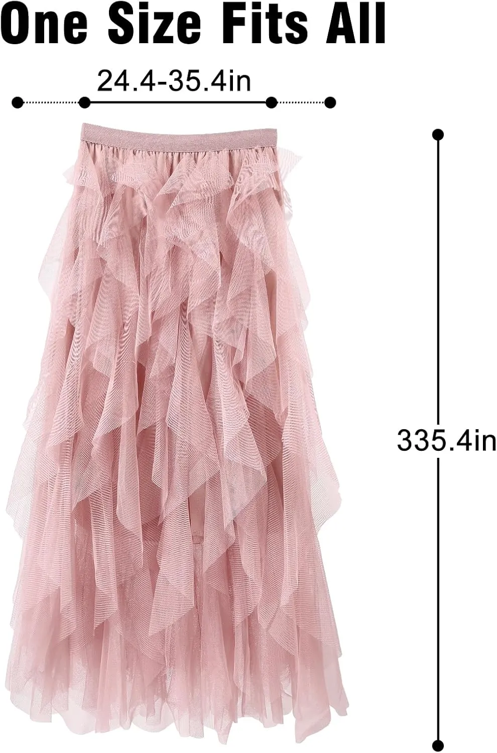 Tulle Skirts for Women Mesh Tiered Layered Tutu Skirt, High Low Elastic Waist Party Midi Tulle Skirt
