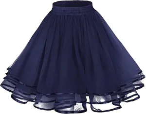Tulle Skirts for Women Mini Skater Flared Skirt Stretchy Waist Pleated Casual Layered Tulle Skirt Party Dance Skirt