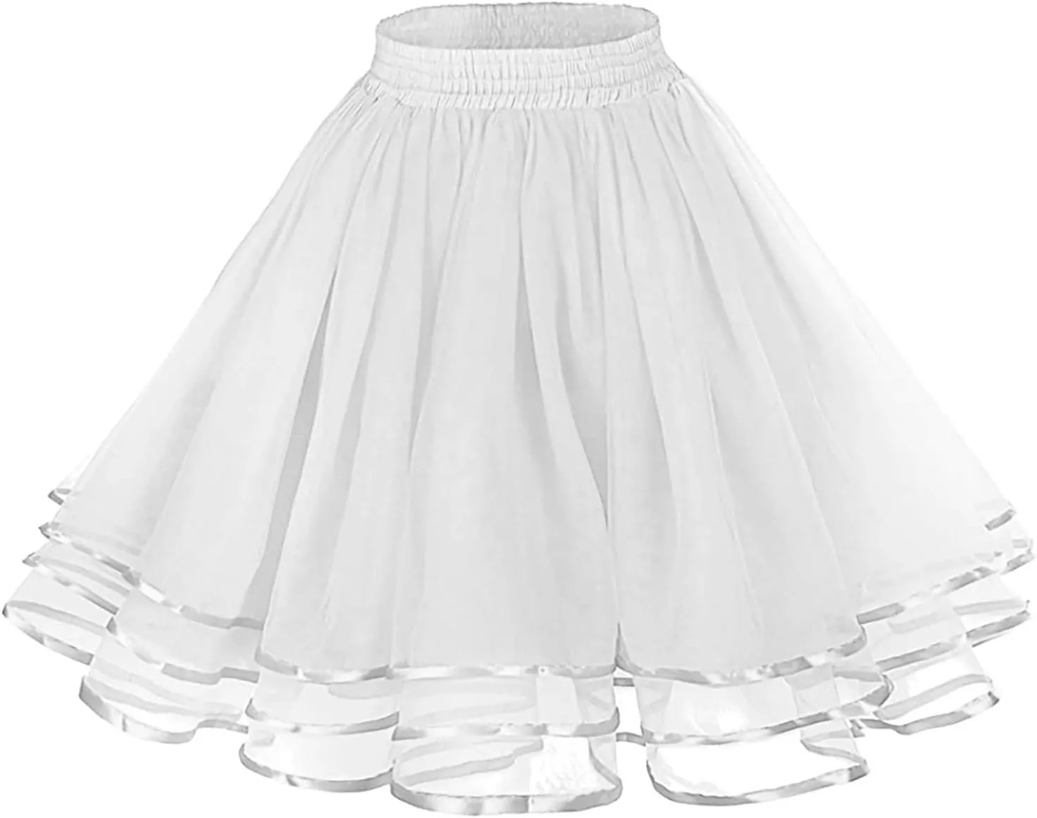 Tulle Skirts for Women Mini Skater Flared Skirt Stretchy Waist Pleated Casual Layered Tulle Skirt Party Dance Skirt