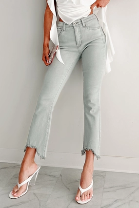 Tulsa Mid Rise Tummy Control Special A Kick Flare Jeans (Light Grey) Tulsa Mid Rise Tummy Control Special A Kick Flare Jeans (Light Grey)