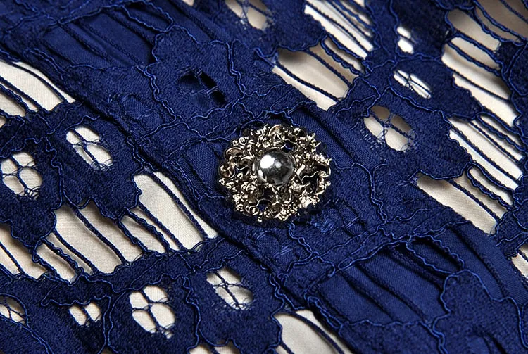 Turn-down collar Short sleeve Lace Jumpsuit
