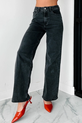 Tyelee NanaMacs Original Non-Distressed Wide Leg Jeans (Washed Black) Tyelee NanaMacs Original Non-Distressed Wide Leg Jeans (Washed Black)