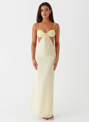 Tyra Ruched Maxi Dress - Yellow Tyra Ruched Maxi Dress - Yellow