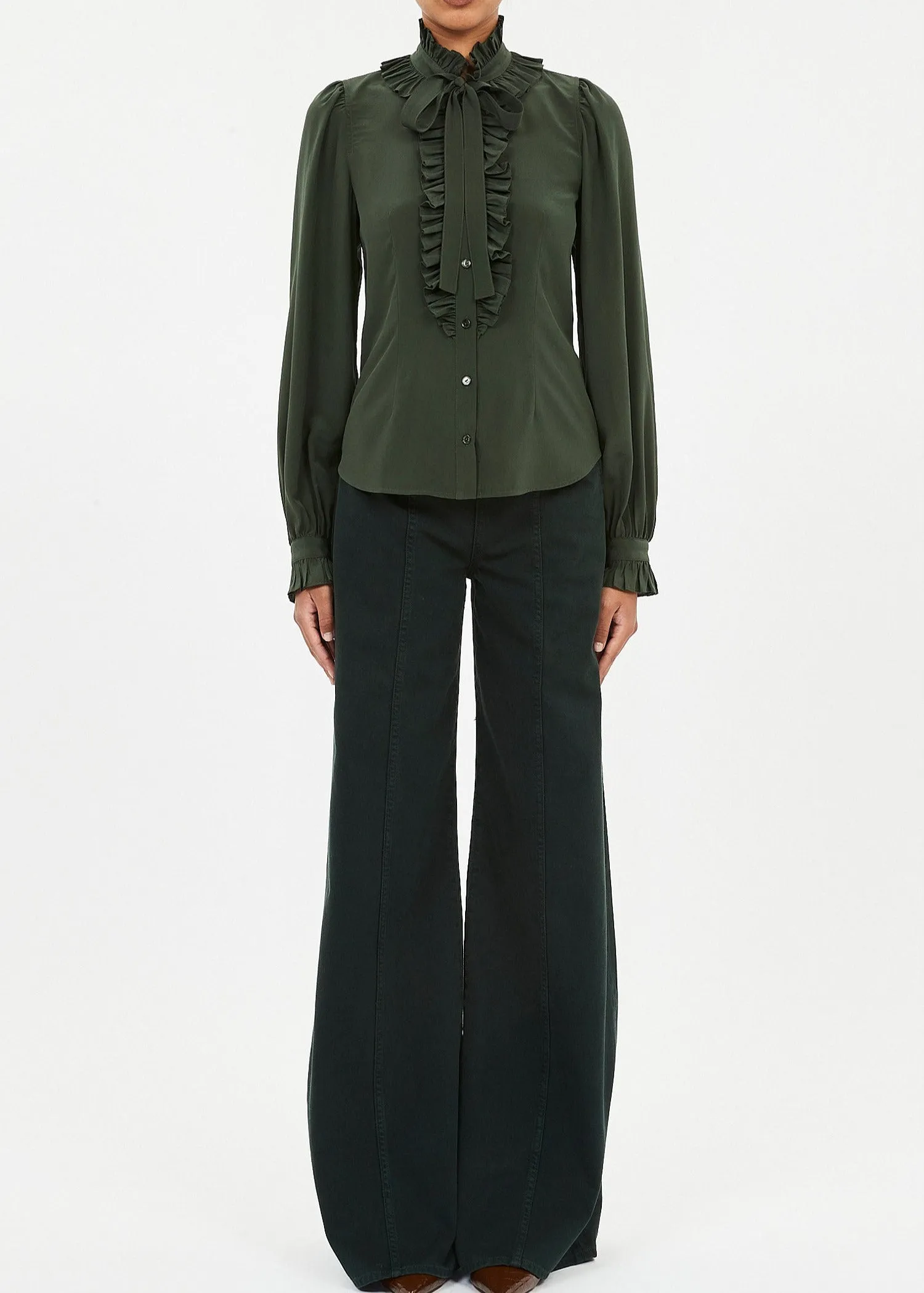 Ulla Johnson Catroux Silk Long Sleeve Button Front Blouse