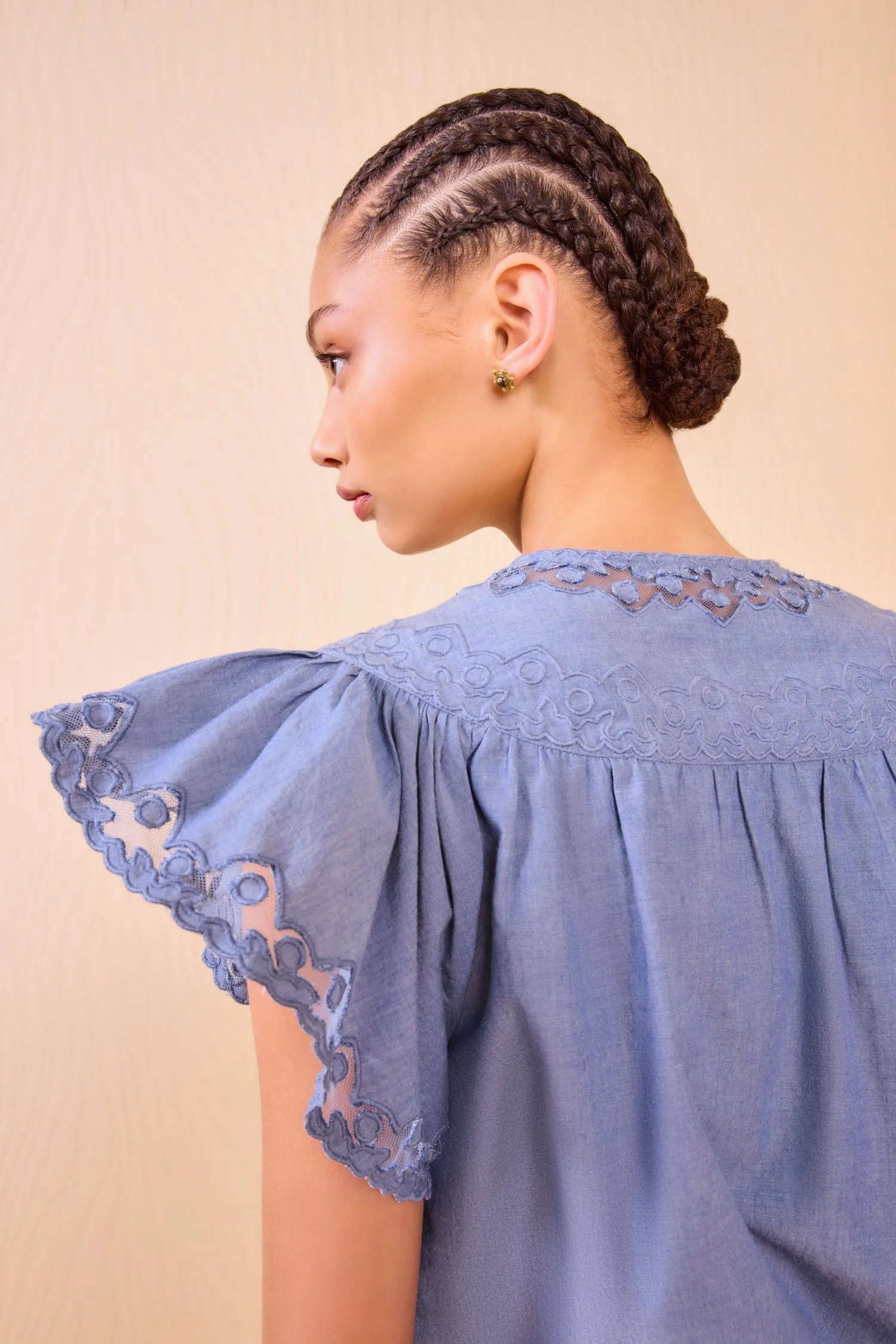 Ulla Johnson Effie Flutter Sleeve Top