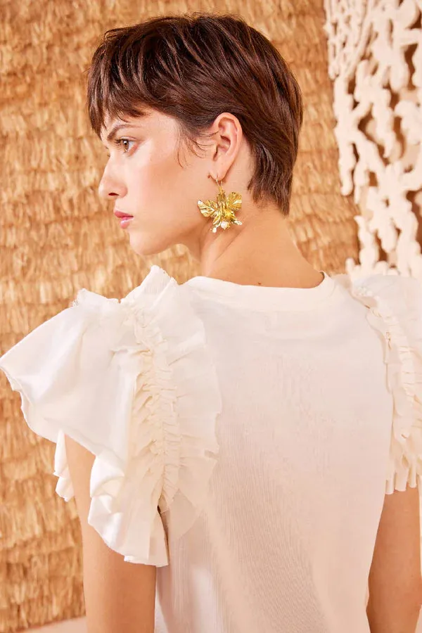 Ulla Johnson Leia Ruffle Sleeve Top