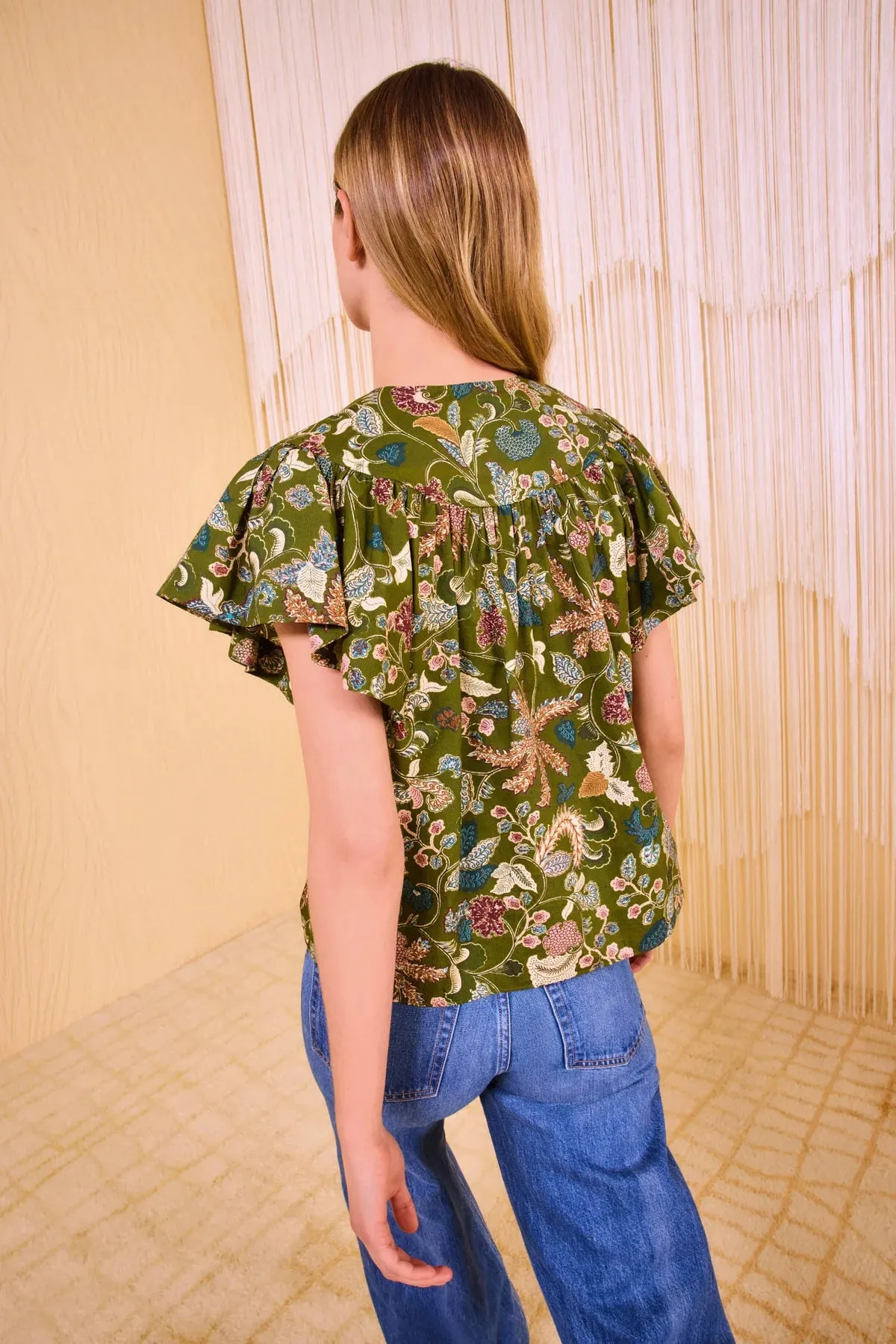 Ulla Johnson Perline Flutter Sleeve Blouse