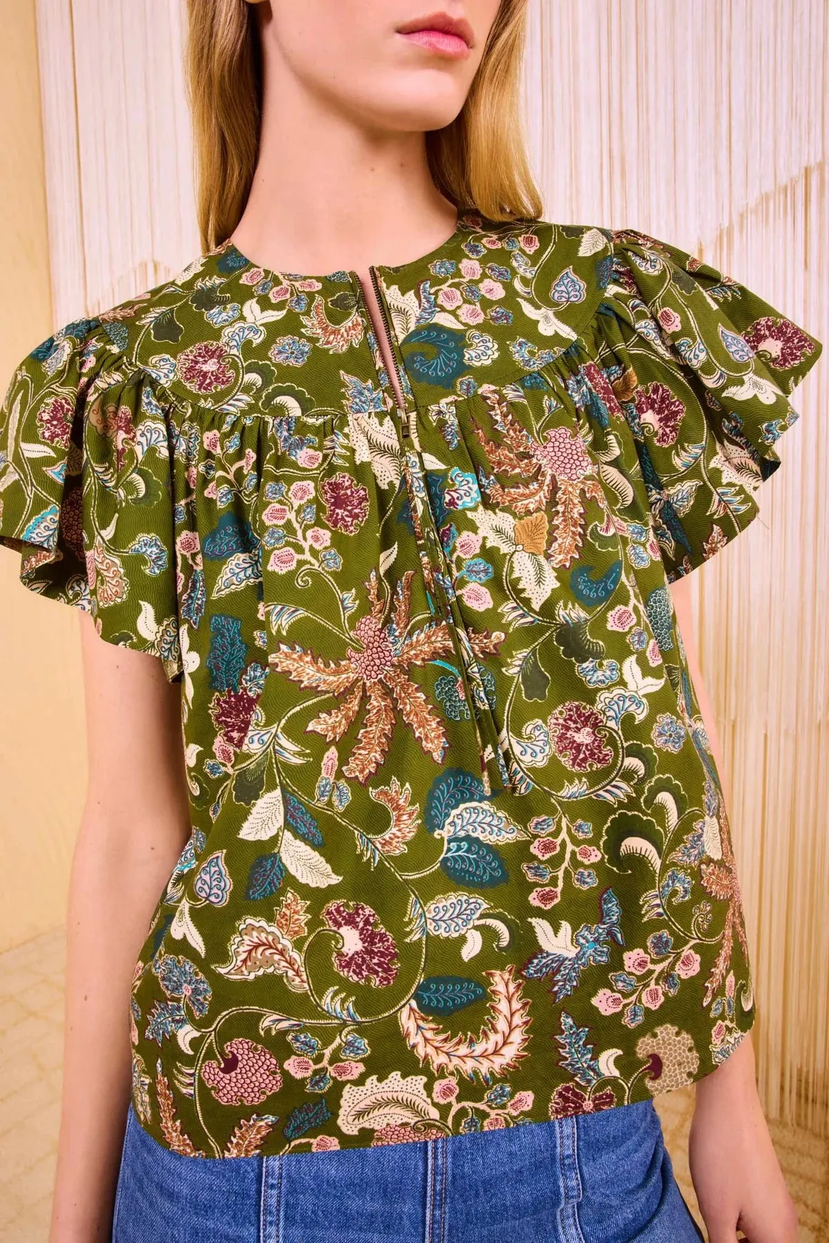 Ulla Johnson Perline Flutter Sleeve Blouse