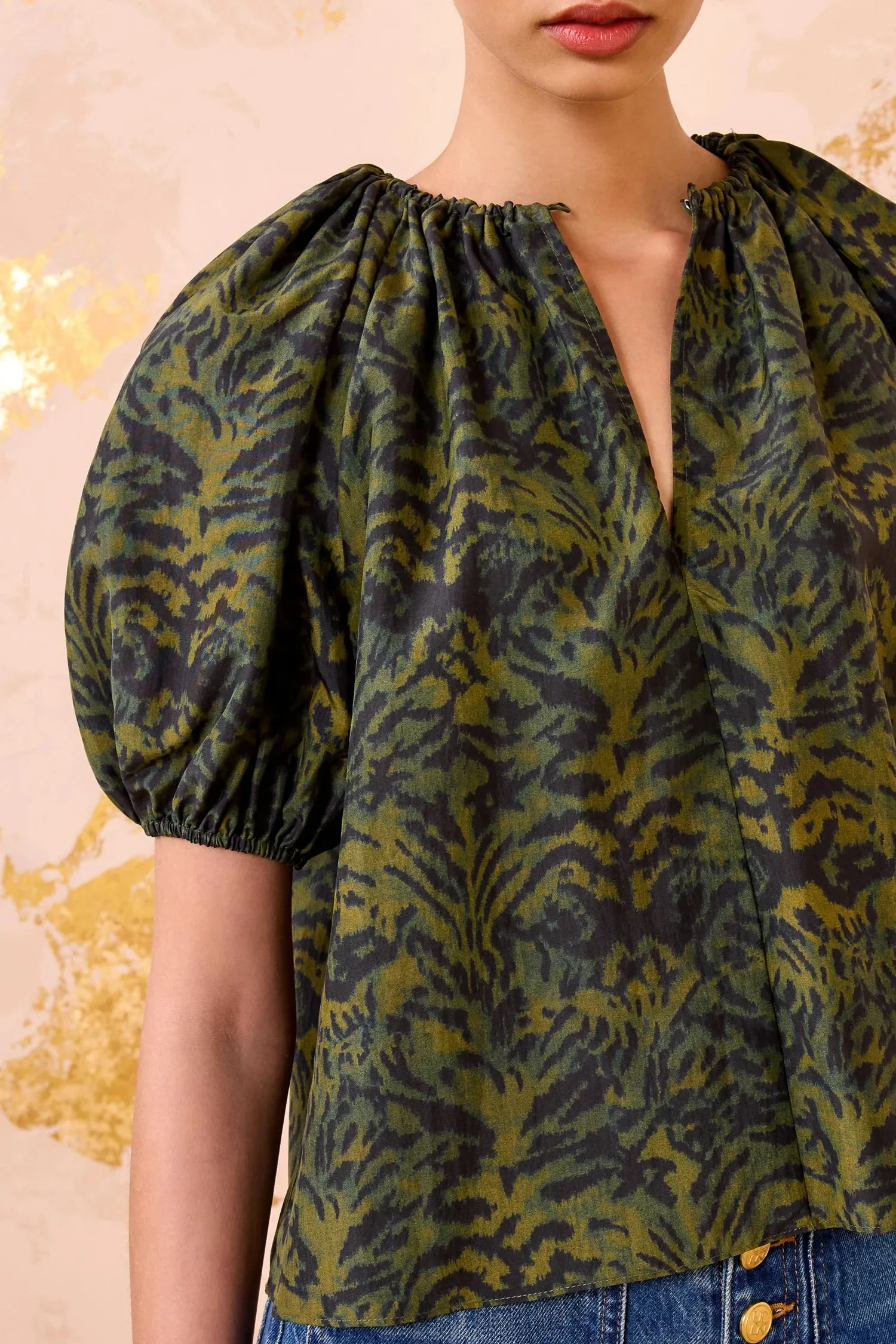 Ulla Johnson Talie Silk Short Sleeve Blouse