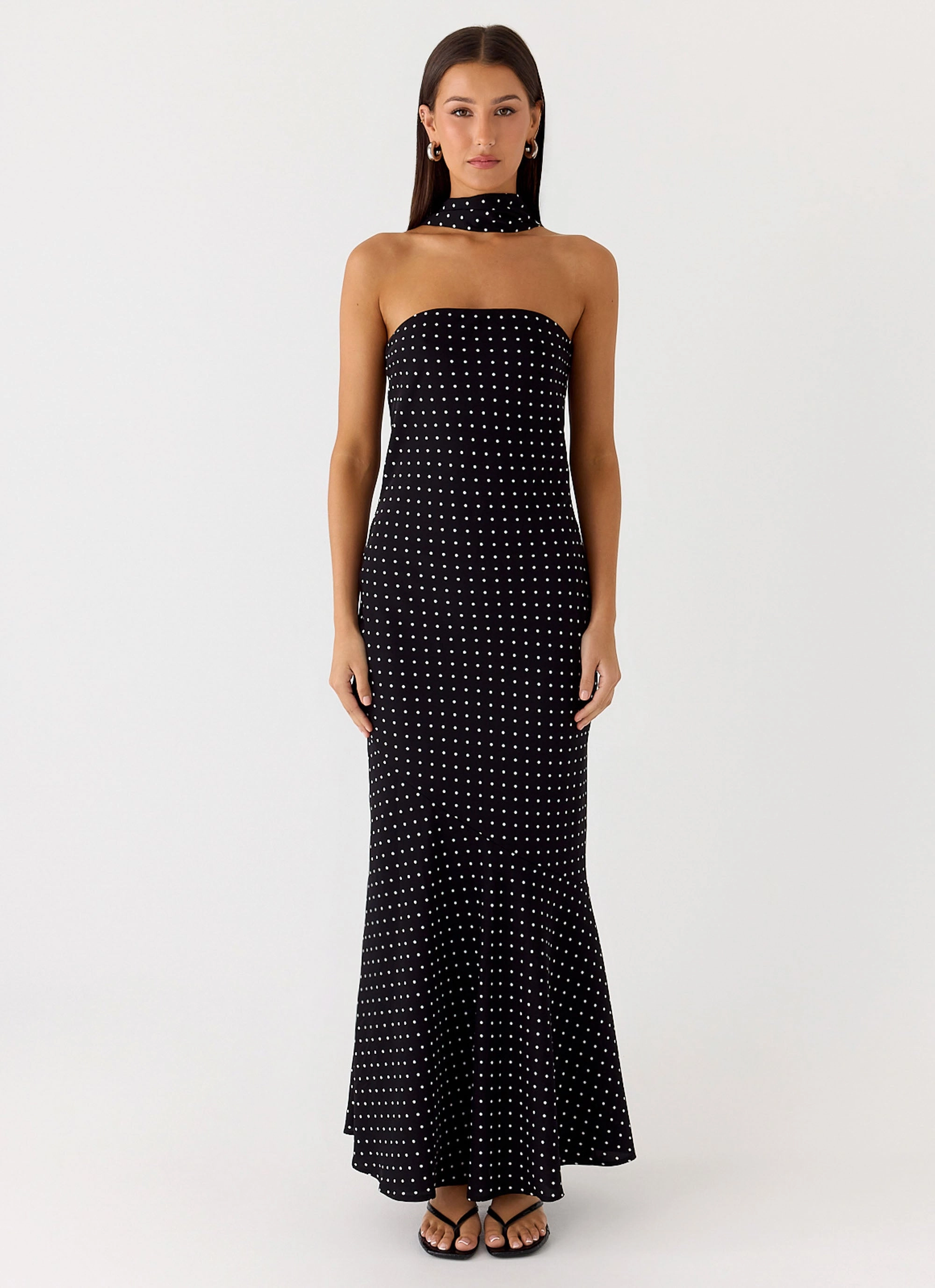 Under The Pagoda Maxi Dress - Black Polkadot