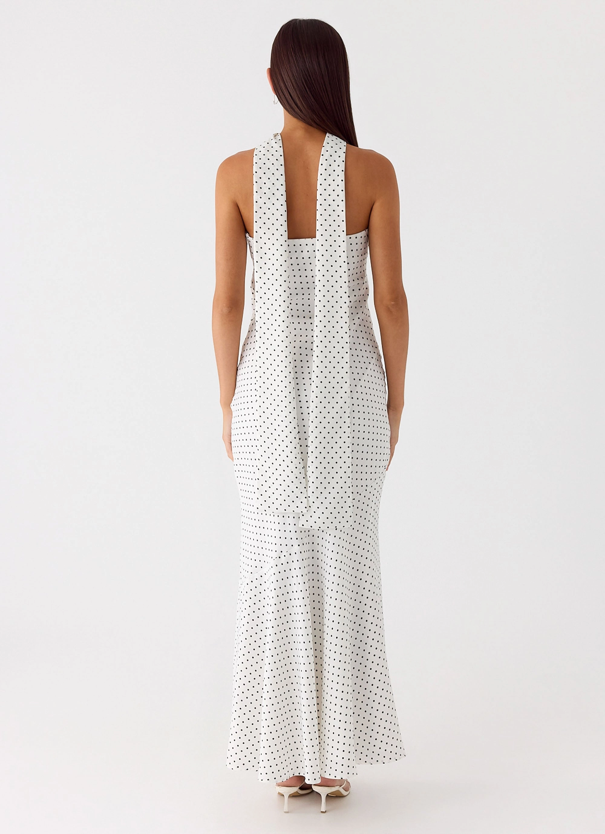 Under The Pagoda Maxi Dress - White Polkadot