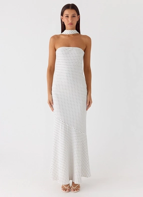 Under The Pagoda Maxi Dress - White Polkadot Under The Pagoda Maxi Dress - White Polkadot