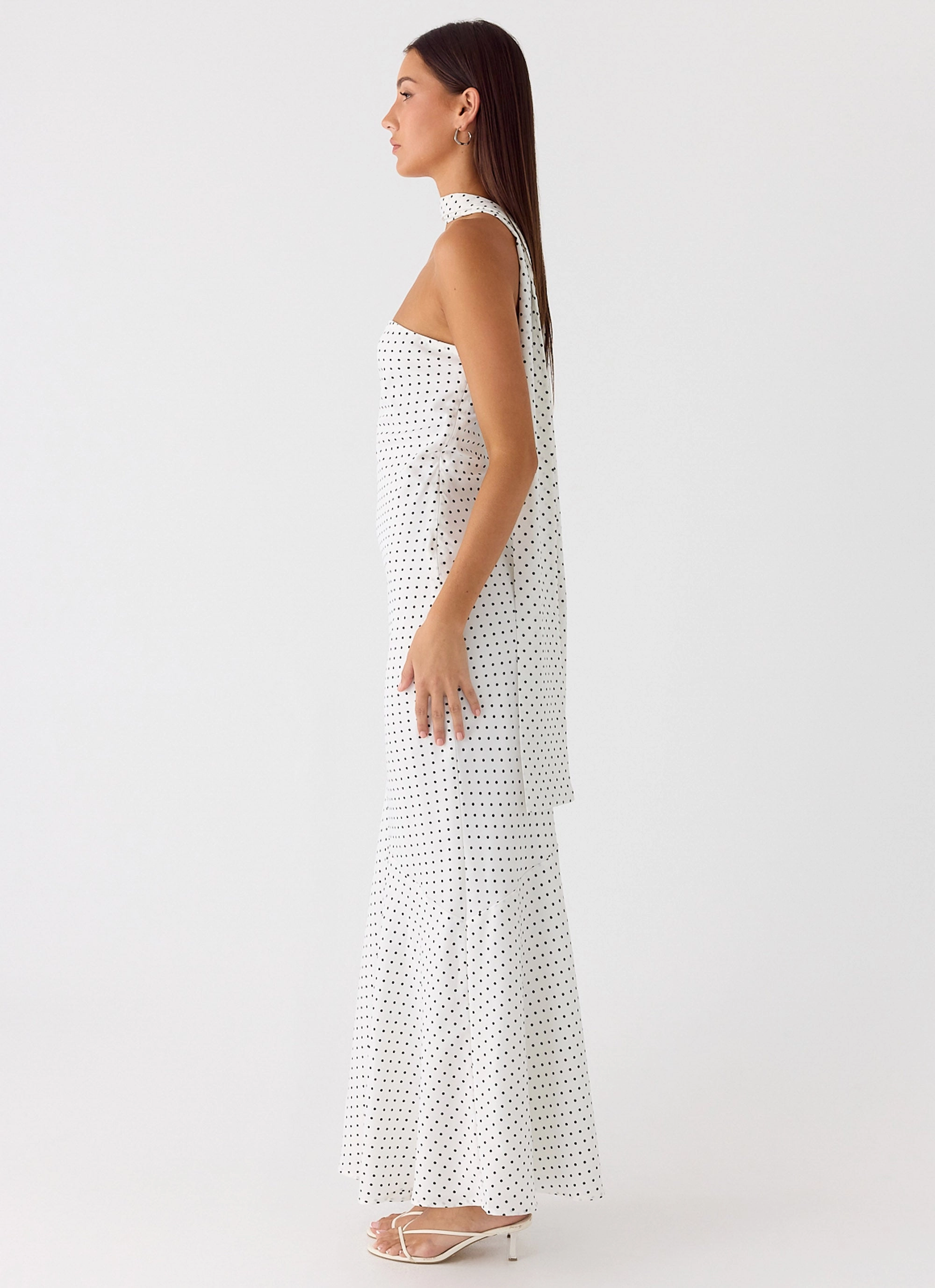 Under The Pagoda Maxi Dress - White Polkadot