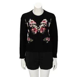 Valentino Black Wool Ribbon Embroidered Butterfly Sweater XS