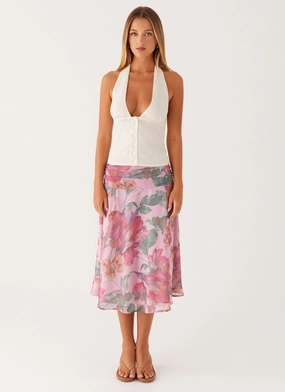 Valley Midi Skirt - Pink Floral Valley Midi Skirt - Pink Floral