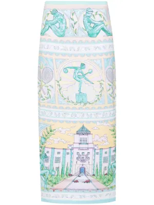 Vase-print midi skirt