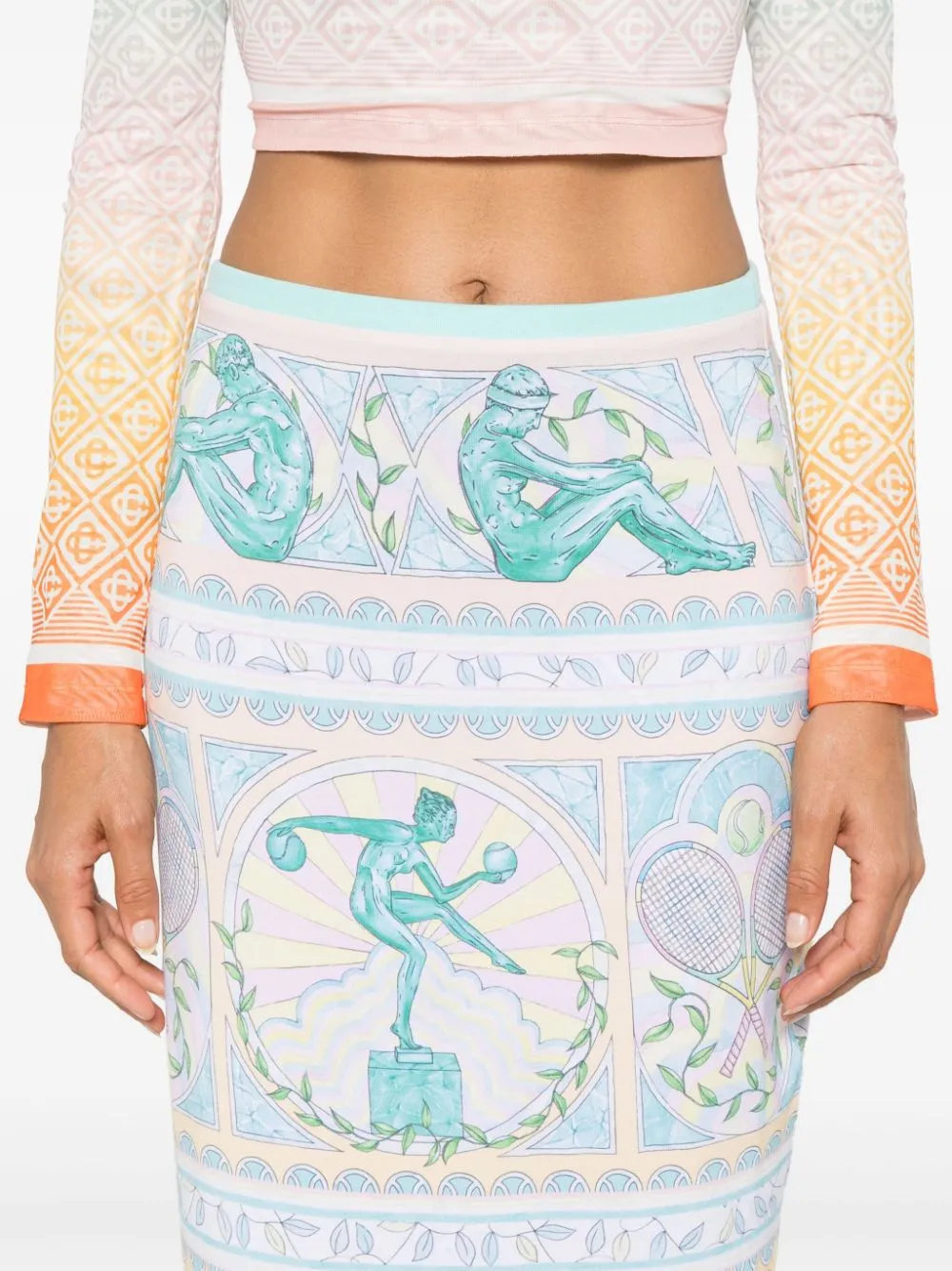 Vase-print midi skirt