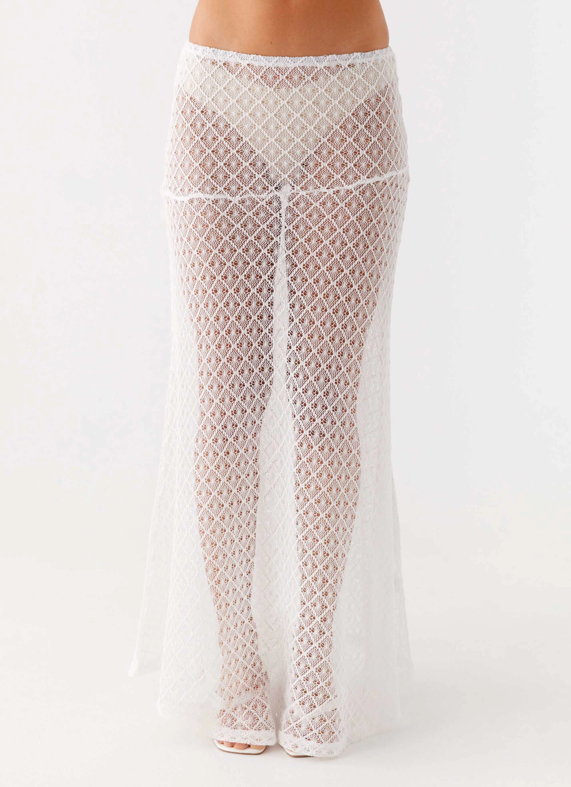 Velli Crochet Maxi Skirt - White