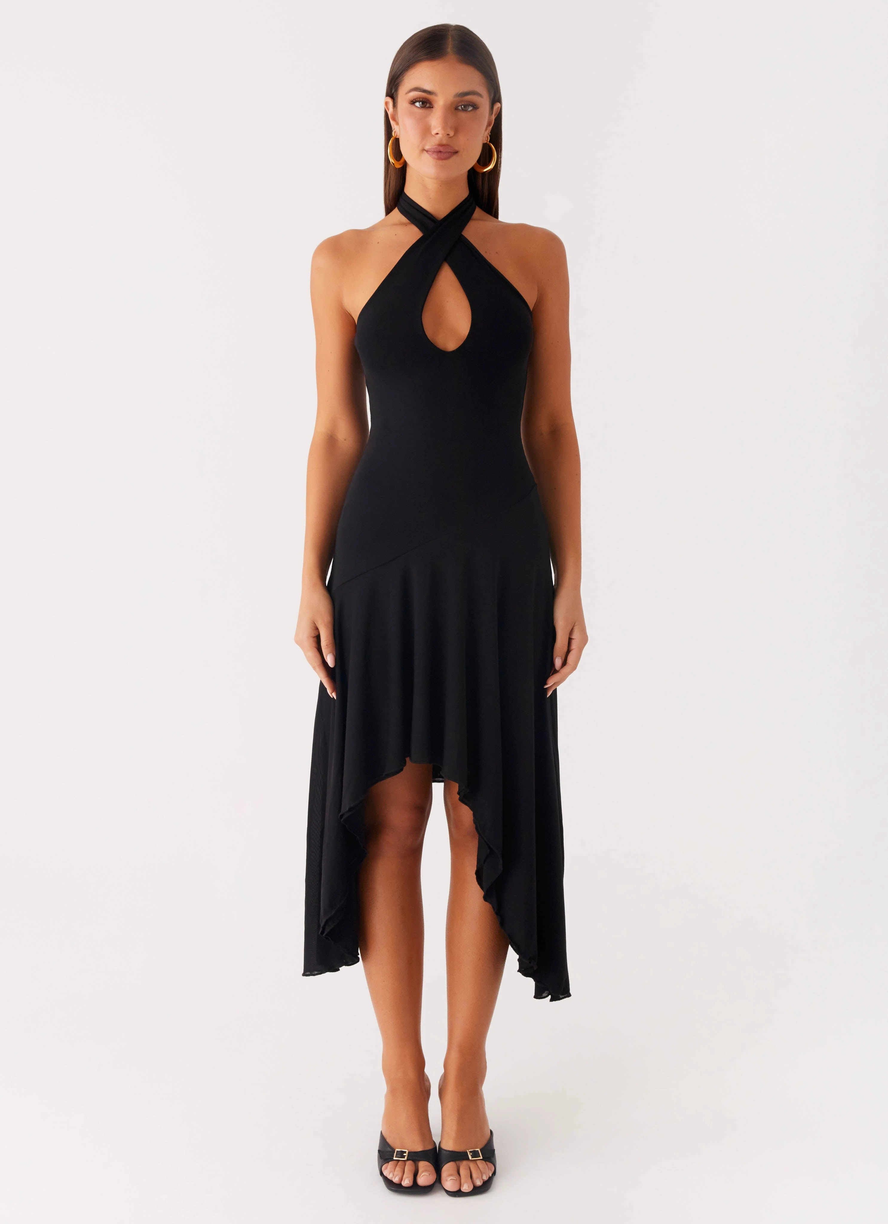 Velvet Sky Midi Dress - Black